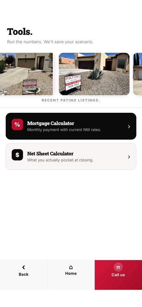 Patino Real Estate app screenshot